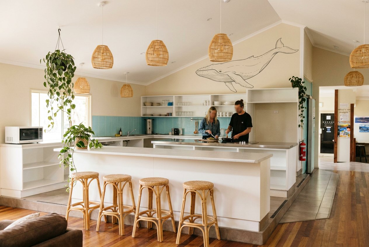 Shared kitchen, ready for breakfast